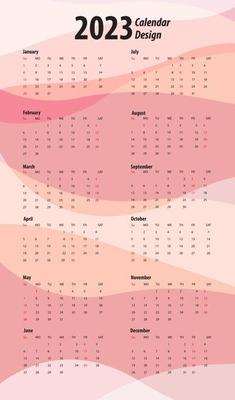 English minimal calendar with black numbers, week start from Monday to Sunday year 2023, template format, Liquid shape abstract background for cover calendar