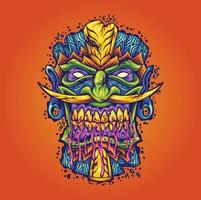 Scary tiki bar mask hawaiian monster illustration Vector for your work Logo, mascot merchandise t-shirt, stickers and Label designs, poster, greeting cards advertising business company or brands.