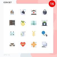 16 Creative Icons Modern Signs and Symbols of wardrobe furniture bank technology digital Editable Pack of Creative Vector Design Elements