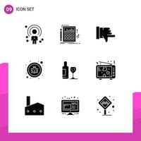 9 Thematic Vector Solid Glyphs and Editable Symbols of drink repair calculation fixing vote Editable Vector Design Elements