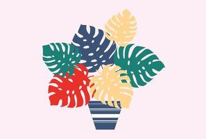 Tropical Monstera leaves vector Illustration.