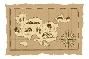 Pirate old map hand drawn Illustration. vector