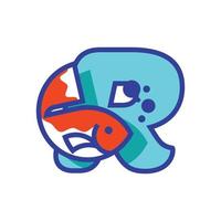 Alphabet R Fish Logo vector