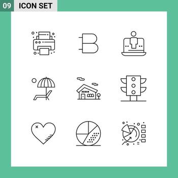 9 esquemas universales establecidos para aplicaciones web y móviles verano banco computadora paraguas marketing elementos de diseño vectorial editables vector