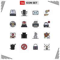 16 Universal Flat Color Filled Line Signs Symbols of money business email corrupt bribery Editable Creative Vector Design Elements
