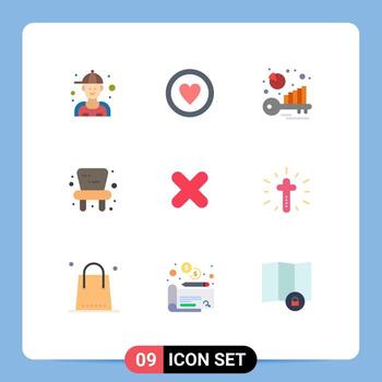 Paquete de 9 colores planos de interfaz de usuario de signos y símbolos modernos de elementos de diseño vectorial editables para bebés de juguete de referencia de eliminación cercana vector