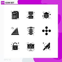 Set of 9 Modern UI Icons Symbols Signs for traffic city layers martyrs estate Editable Vector Design Elements
