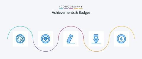 Achievements and Badges Blue 5 Icon Pack Including badge. wreath. achievement. design. achievement vector