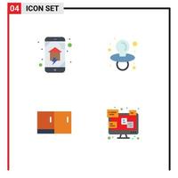 Pack of 4 creative Flat Icons of domestics desk home wifi dummy home appliances Editable Vector Design Elements