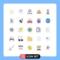 Group of 25 Flat Colors Signs and Symbols for file document oil people aroma game Editable Vector Design Elements