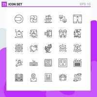 Set of 25 Modern UI Icons Symbols Signs for trouser pants drink computers network Editable Vector Design Elements