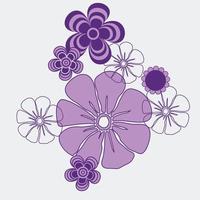 archivo de dibujo de boceto plano de vector de racimo de flores moradas decorativas
