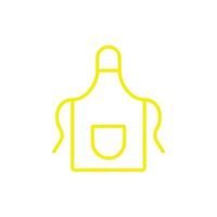 eps10 yellow vector apron or cooking uniform line icon or logo isolated on white background. Kitchen apron garment symbol in a simple flat trendy modern style for your website design, and mobile app