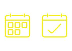 eps10 calendario vectorial amarillo, icono de arte de línea de programación o logotipo aislado en fondo blanco. símbolo de esquema de fecha o planificador en un estilo moderno y plano simple para el diseño de su sitio web y aplicación móvil vector