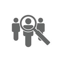 eps10 grey vector recruitment Search job vacancy icon or logo isolated on white background. Find people employer symbol in a simple flat trendy modern style for your website design, and mobile app