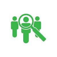 eps10 icono de vacante de empleo de búsqueda de contratación de vectores verdes o logotipo aislado en fondo blanco. encuentre el símbolo del empleador de personas en un estilo moderno y moderno para el diseño de su sitio web y su aplicación móvil