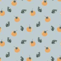 seamless cute, sweet, pastel, persimmon with leaf repeat pattern in blue background, flat vector illustration design