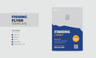 plantilla de volante de concurso de pesca diseño de cartel de pesca editable vector