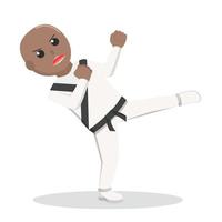 karate man african combat with kick vector