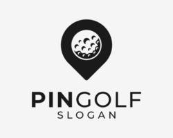 Golf Ball Sport Golfing Club Silhouette Pin Map Location Place Navigation Pointer Vector Logo Design