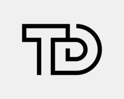 Letter TD DT Initials Simple Lines Minimal Minimalist Modern Monogram Vector Logo Design