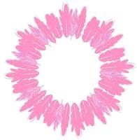 Circle frame with pink flamingo feathers vector