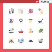 16 iconos creativos signos y símbolos modernos de signo de cáncer de cinta india mantenga un paquete editable con el dedo de elementos de diseño de vectores creativos