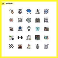 25 iconos creativos signos y símbolos modernos de hospital nube de luz lloviendo decoración vela elementos de diseño vectorial editables vector