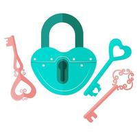 Valentines lock with keys vector