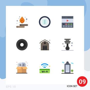 Pictogram Set of 9 Simple Flat Colors of barn user header line basic Editable Vector Design Elements