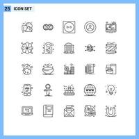 Modern Set of 25 Lines and symbols such as world people man global tumble dry Editable Vector Design Elements