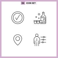 4 Universal Line Signs Symbols of checked map drink ireland employee Editable Vector Design Elements