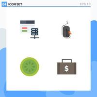 4 Thematic Vector Flat Icons and Editable Symbols of database cucumber web internet gorki Editable Vector Design Elements