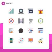 Group of 16 Modern Flat Colors Set for film no webpage no fire present Editable Pack of Creative Vector Design Elements