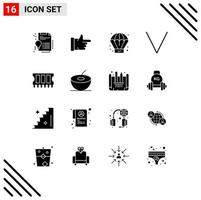 16 Universal Solid Glyph Signs Symbols of fruit ram process memory down Editable Vector Design Elements