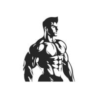 Universal Black and white logo with the image of a sports man. Good for the gym. vector