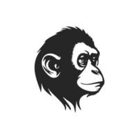 elegante logotipo de cabeza de mono en blanco y negro. perfecto para una marca de moda o un producto de alta gama. vector