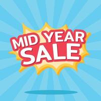 Mid year sale starburst label, Promotion discount banner templates vector