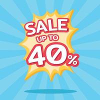 Sale up to 40 percent starburst label, Promotion discount banner templates vector