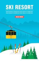 Ski resort. Winter web banner concept design flat vector