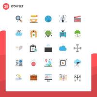 Set of 25 Modern UI Icons Symbols Signs for action moon pencil fly security Editable Vector Design Elements