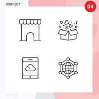 Universal Icon Symbols Group of 4 Modern Filledline Flat Colors of building cloud shop heart analytics Editable Vector Design Elements