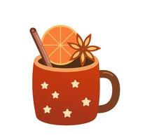 Mulled wine. Hot glint wine drink. vector