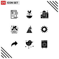 Set of 9 Commercial Solid Glyphs pack for aircraft space agriculture black friday tag discount Editable Vector Design Elements