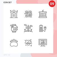 Outline Pack of 9 Universal Symbols of board hand bakery touch smart Editable Vector Design Elements