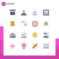 Modern Set of 16 Flat Colors and symbols such as key locker mosque safe analytics Editable Pack of Creative Vector Design Elements