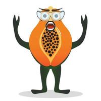 Papaya icon. Flat illustration of papaya vector icon isoFresh papaya character. Flat illustration of papaya vector icon isolated on white backgroundlated on white background