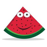 Vector of fresh red watermelon character or mascot with seeds.