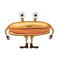 personaje de perrito caliente. comida rápida de ilustración plana aislada vectorial para afiches, menús, folletos, web y comida rápida de iconos. vector