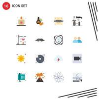 Pack of 16 Modern Flat Colors Signs and Symbols for Web Print Media such as chemistry tools rolling screwdriver construction Editable Pack of Creative Vector Design Elements